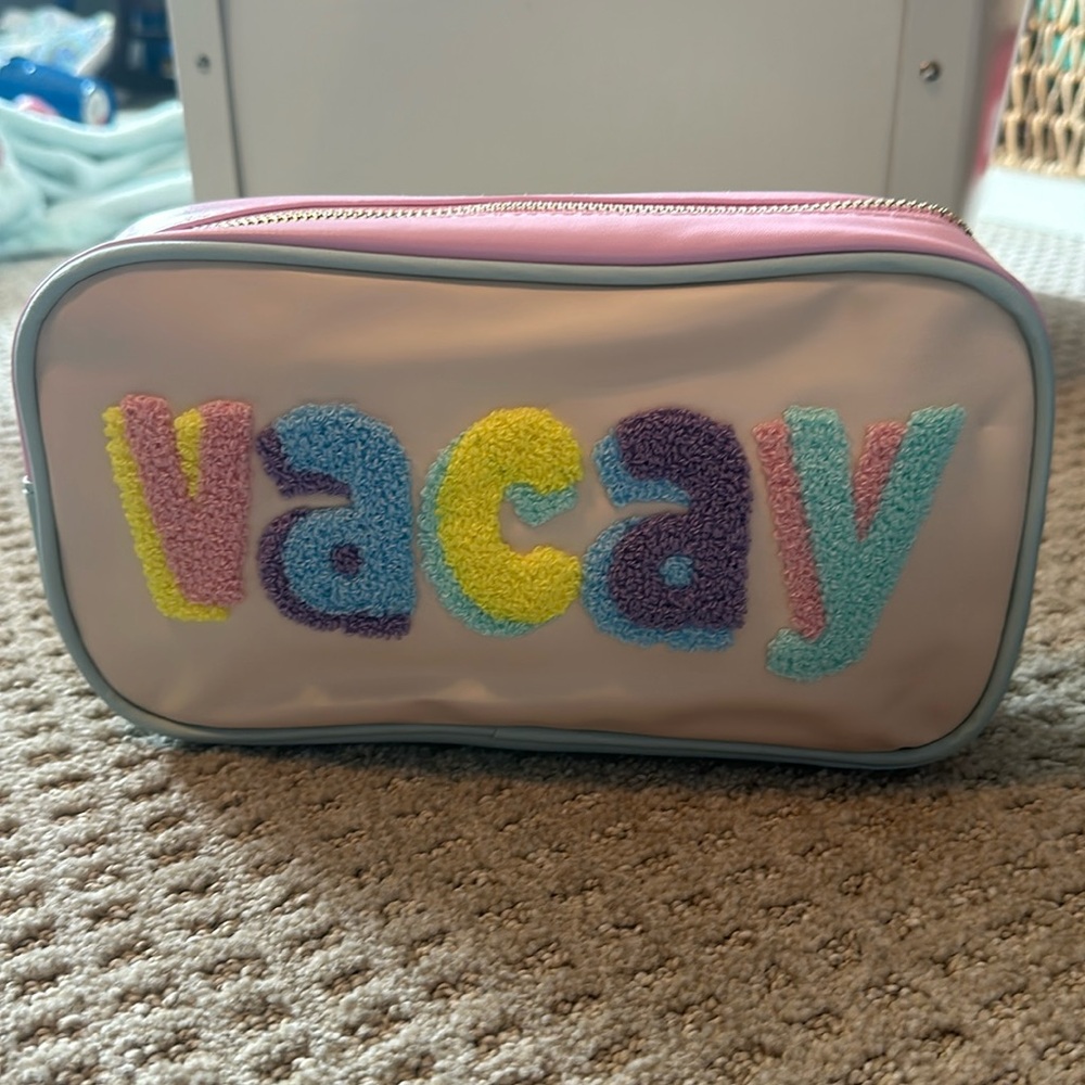 VACAY chenille patch makeup bag